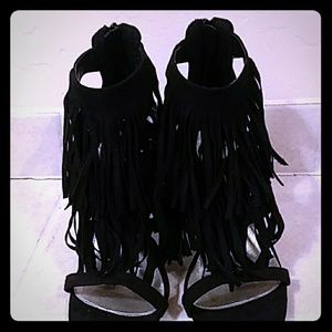 Ana black  heels with fringes 9